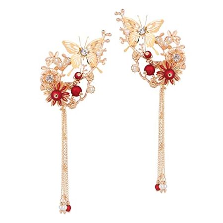 Amazon.com : Lurrose Japanese Hairpins Butterfly Tassel Kimono Flower Kanzashi Bobby Pins Hair Clip Hair Ornament Accessory for Traditional Clothes Kimono Decoration : Beauty & Personal Care