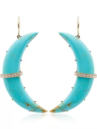 Andrea Fohrman Turquoise Crescent Moon Earrings