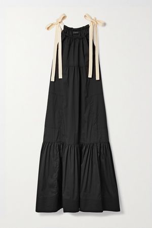 Sara Canvas-trimmed Cotton-blend Poplin Maxi Dress - Black