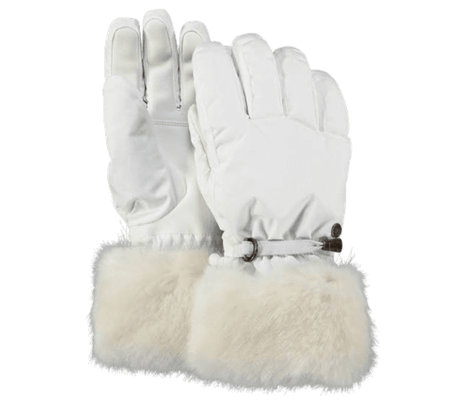 White ski gloves with fur