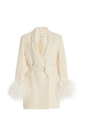 Exclusive Belted Feather-Trimmed Crepe Blazer By Lapointe | Moda Operandi