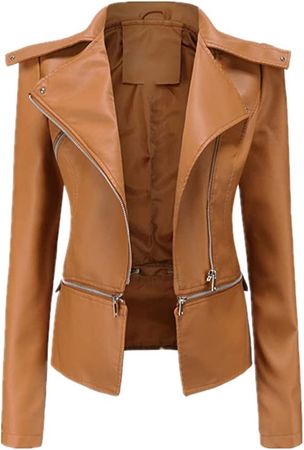 Amazon.com: Spring Autumn Jacket Women Coat Lapel Zipper Casual Jacket : Clothing, Shoes & Jewelry