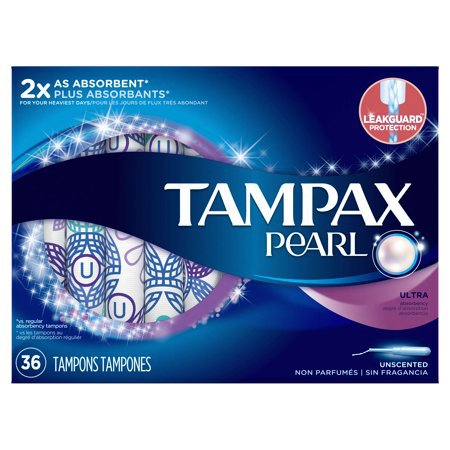Tampax Pearl Ultra Plastic Tampons, Unscented, 36 Count - Walmart.com