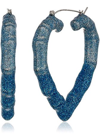Betsey Johnson Aqua Ombre Heart Hoop Earrings, Aqua, One Size: Clothing