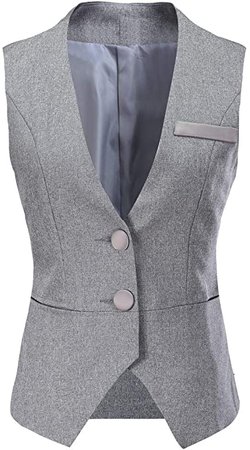 V VOCNI Women V-Neck Business Slim Fit Skinny Button Down Suit Dressy Vests Waistcoat,Grey,US S (Bust 37.00"),Tag XL at Amazon Women's Coats Shop
