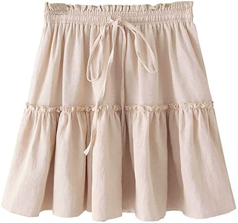 ChainJoy Womens Polka Dot High Waist Ruffle Skirt Boho Cute Pleated Flared Mini Skater Skirt