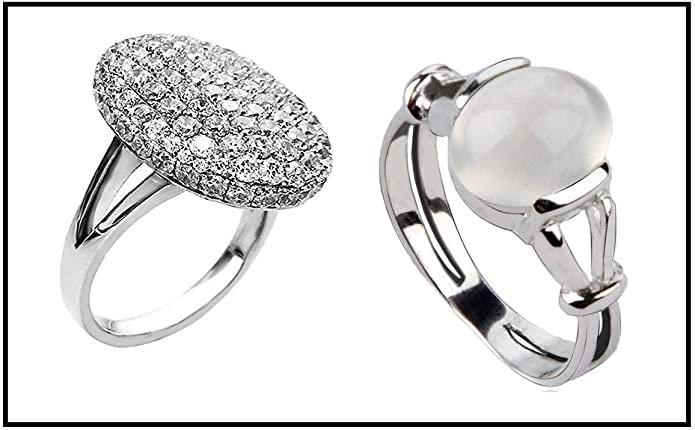 Amazon.com: TinneTinyBottle 2 Piece, Twilight Bella Swan Moonstone Ring & Wedding Engagement Ring Edward Cullens Size 8: Jewelry
