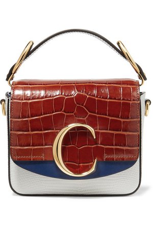 Chloé | Chloé C croc-effect and lizard-effect leather shoulder bag | NET-A-PORTER.COM