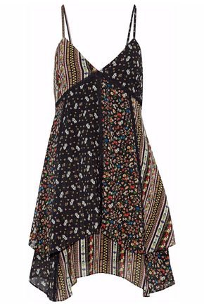 ALICE + OLIVIA Delilah patchwork floral-print silk-blend mini dress