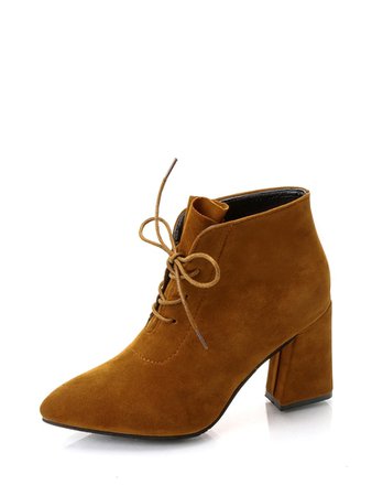 Lace Up Chunky Heeled Suede Boots For Women-romwe