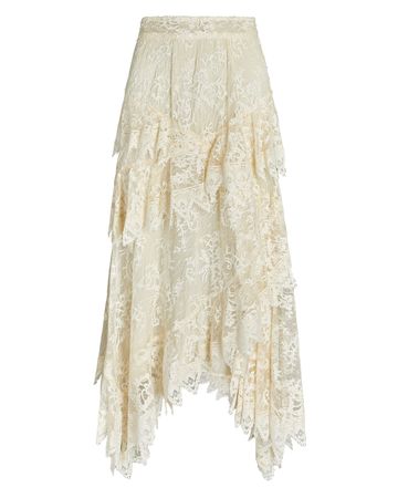 Zimmermann Asymmetric Lace Skirt In White | INTERMIX®