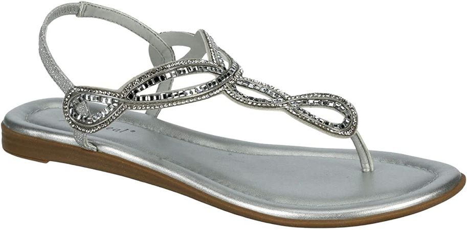 Xappeal Akia Women's Braided Ankle Strap Gladiator Sandals Silver