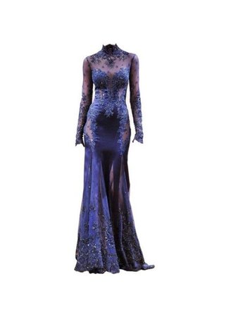 dark purple dress long sleeve gown high neck jewel