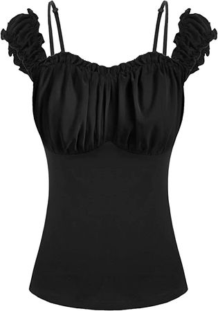 Scarlet Darkness Women Vintage Sleeveless Top Ruched Bust Cami Blouse Shirts at Amazon Women’s Clothing store