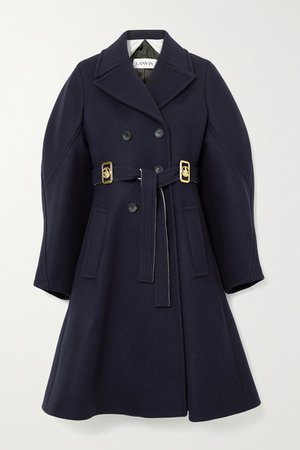 Belted Wool Coat - Navy