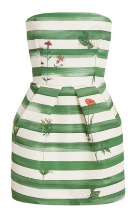 Striped Printed Faille Mini Dress By Oscar De La Renta | Moda Operandi