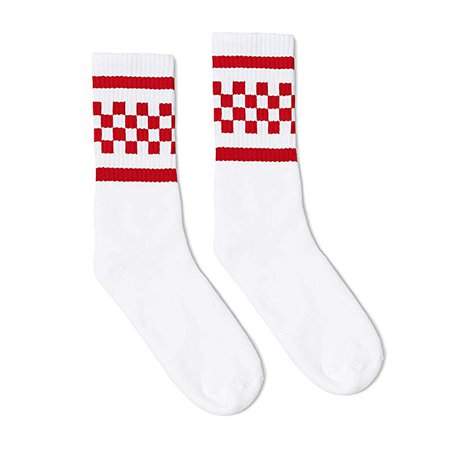 Amazon.com: SOCCO Made in USA Crew White Red Checkered (S/M): Clothing