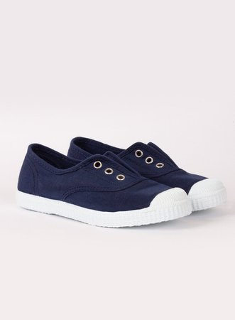 Hampton Canvas Plum Shoes in Navy | Trotters Childrenswear
