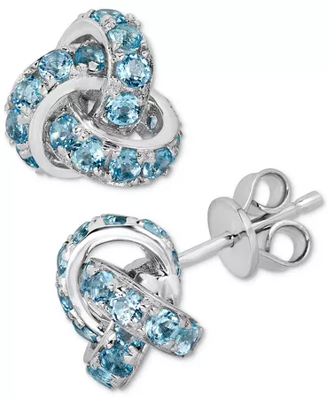 Macy's Blue Topaz (4 ct. t.w.) Knot Stud Earrings in Sterling Silver