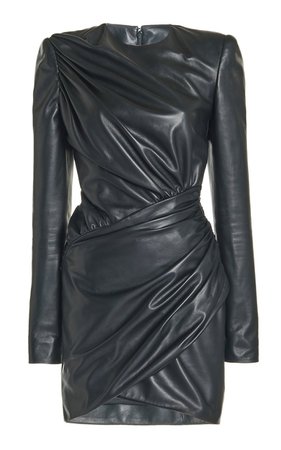 Alexandre Vauthier Gathered Leather Mini Dress