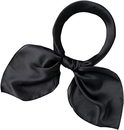 Bellonesc Women's Scarfs 100% Silk Small Square Scarves 21" x 21" Real silk Hair Scarfs Neckscarfs for Women (black) at Amazon Women’s Clothing store