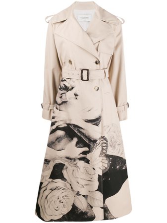 Valentino Floral Long Trench Coat - Farfetch