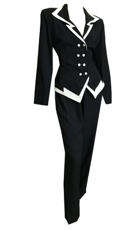 Black and White Tuxedo Look Suit Pants and Jacket Set circa 1980s – Dorothea's Closet Vintage