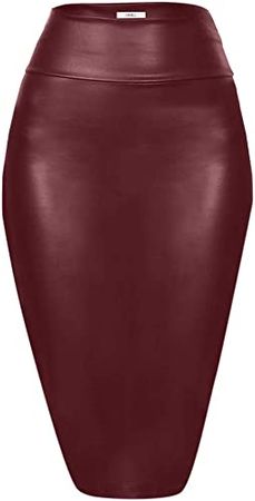 Amazon.com: Faux Leather Pencil Skirt Below Knee Length Skirt Midi Bodycon Skirt Womens : Clothing, Shoes & Jewelry