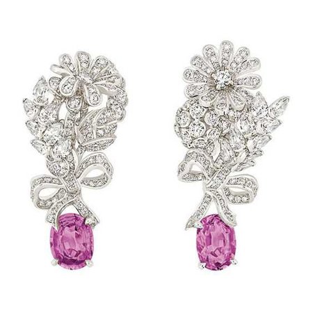 Pink sapphire and diamond earrings