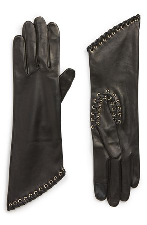 Agnelle Eyelet Lambskin Leather Gloves | Nordstrom