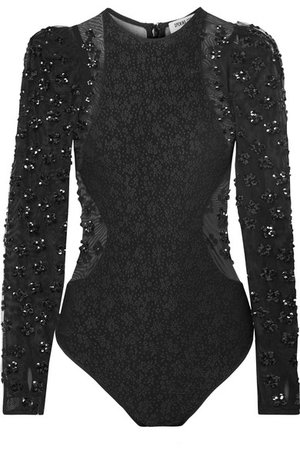 Opening Ceremony | Stretch-cloqué and sequined tulle bodysuit | NET-A-PORTER.COM