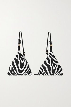 Fiorella Embellished Zebra-print Triangle Bikini Top - Zebra print