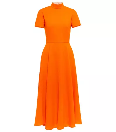 Amila Wool Crepe Midi Dress in Orange - Emilia Wickstead | Mytheresa