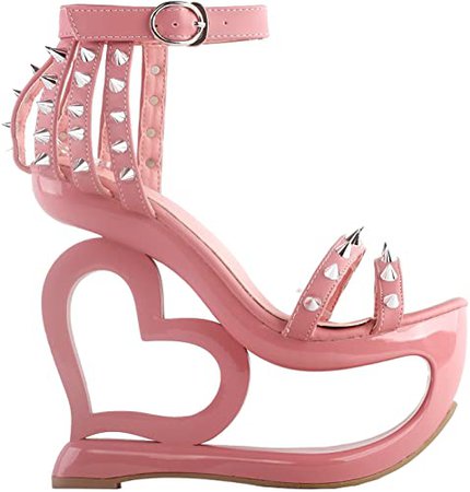 Amazon.com | SHOW STORY Fashion Baby Pink Stud Ankle Strap High Heel Platform Party Sandals, LF40204PK40, 9US, Baby Pink | Heeled Sandals