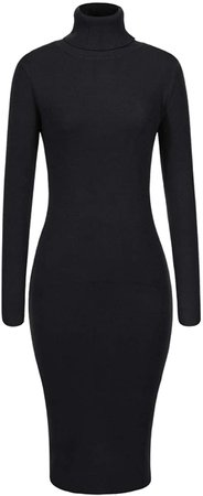 GLOSTORY Women's Long Sleeve Winter Turtleneck Sweater Dress Midi Knee Length Sexy Slim Fitted Bodycon Dresses 7628 at Amazon Women’s Clothing store