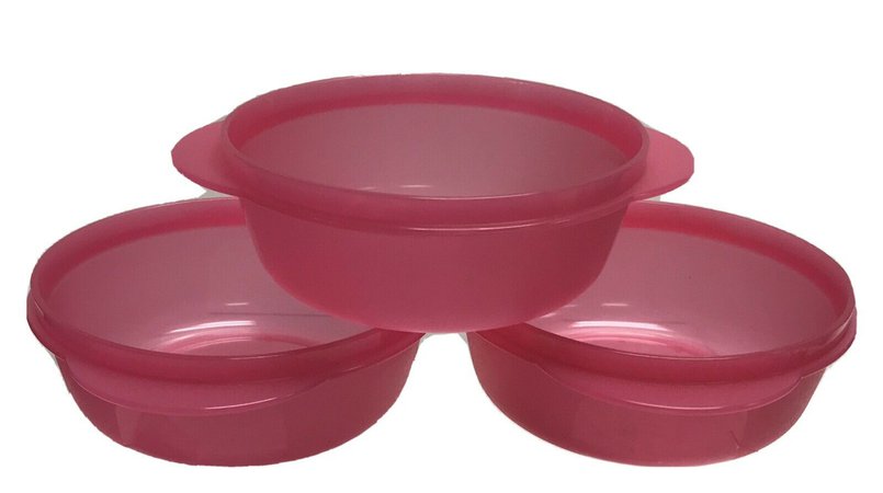 3-Tupperware Microwave Rehetable Bowls 2 1/2 Cups Pink New No Lids 2645 | eBay