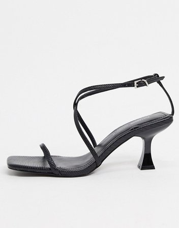 Pull&Bear strappy heeled sandal in black | ASOS