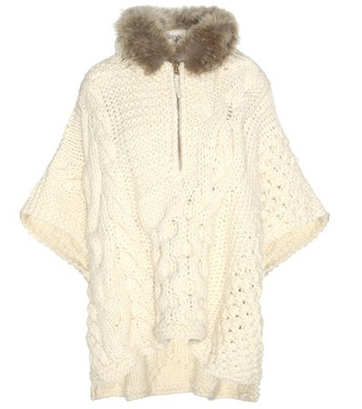 Wool and alpaca-blend sweater with fur