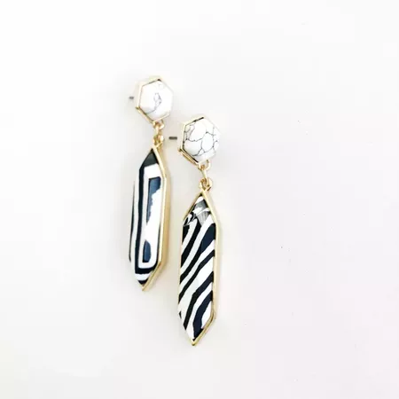 Sanctuary Project Semi Precious Black And White Howlite Tribal Drop Statement Earrings Gold : Target