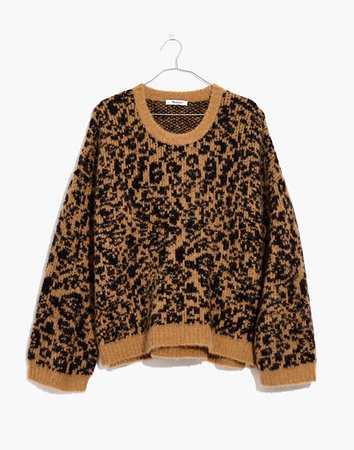 Crewneck Pullover Sweater in Leopard