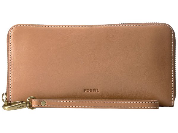 Fossil - Emma Large Zip Clutch RFID (Tan) Clutch Handbags
