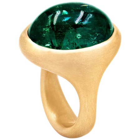 Lola Brooks 23.69 Carat Lush Bluish Green One of a Kind Cast Gold Statement Ring For Sale at 1stDibs