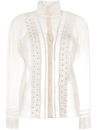 CHLOÉ embroidered sheer blouse