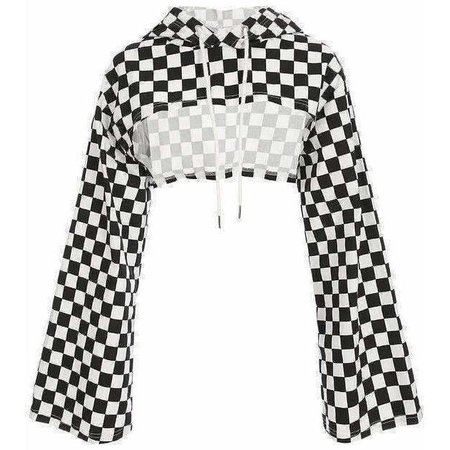 Flare Sleeves Checkerboard Hoodie - Own Saviour