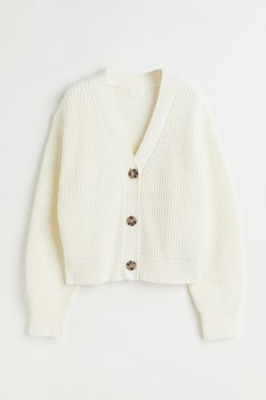 Rib-knit Cardigan - White - Ladies | H&M US