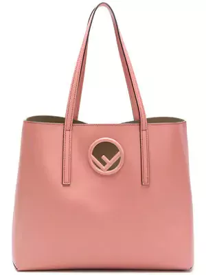 FENDI pink logo leather shopper bag