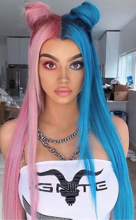 Half Pink Half Blue Hairstyles