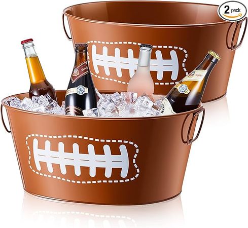 Amazon.com: 2 Pcs 4 Gallon Football Galvanized Metal Ice Buckets Beverage Tubs for Football Party Large Drink Tin Bins for Beer Wine Champagne Cocktail Cooler for Game Coolers Bar Supplies : Home & Kitchen