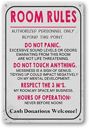 Amazon.com: Room Sign For Teen Girls Bedroom Door Decor Teen Boy Room Signs Girl Room Rules Signs Dorm Wall Accessories Cool Things For Teens Funny Metal Tin Signs Gaming Room Decor 12 X 8 In: Posters & Prints