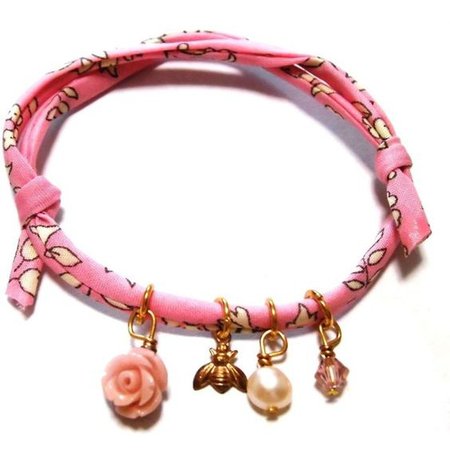 Pink Bandana Fabric Charm Bracelet